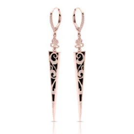 14K Rose Gold, Onyx and Diamond Earrings