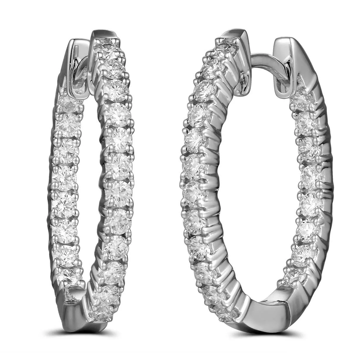 18ct White Gold 0.77ct Diamond Hoop Earrings