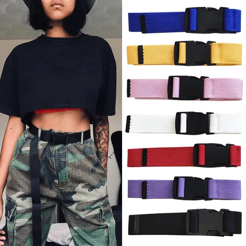 1PC Outdoors Casual Accessory Harajuku Canvas Belt Waist Belts Plastic Buckle Nylon Waistband