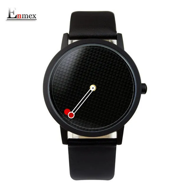 2017 men gift Enmex brief design removable strap geometric designs Floating pointer 3D dail with  young fashion quartz watches