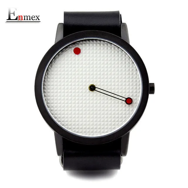 2017 men gift Enmex brief design removable strap geometric designs Floating pointer 3D dail with  young fashion quartz watches