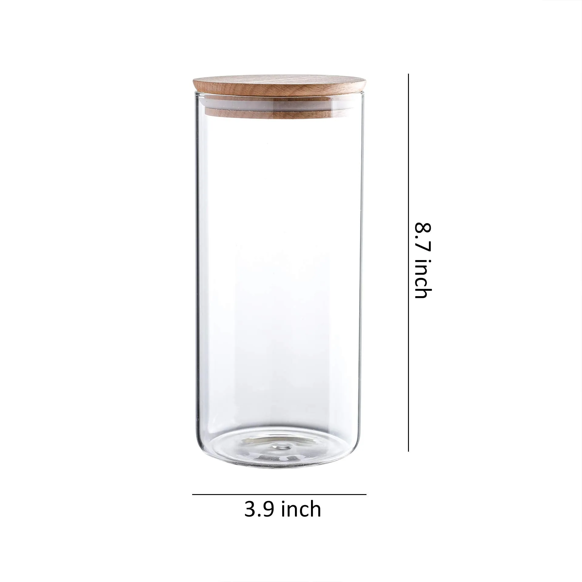 47 Ounce Clear Glass Storage Jar With Beech Wood Lid Set of 2 Glass Canister With Airtight