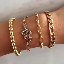 Alloy Cubic Zirconia Bracelet Set (Pack Of 4) - Set Of 4