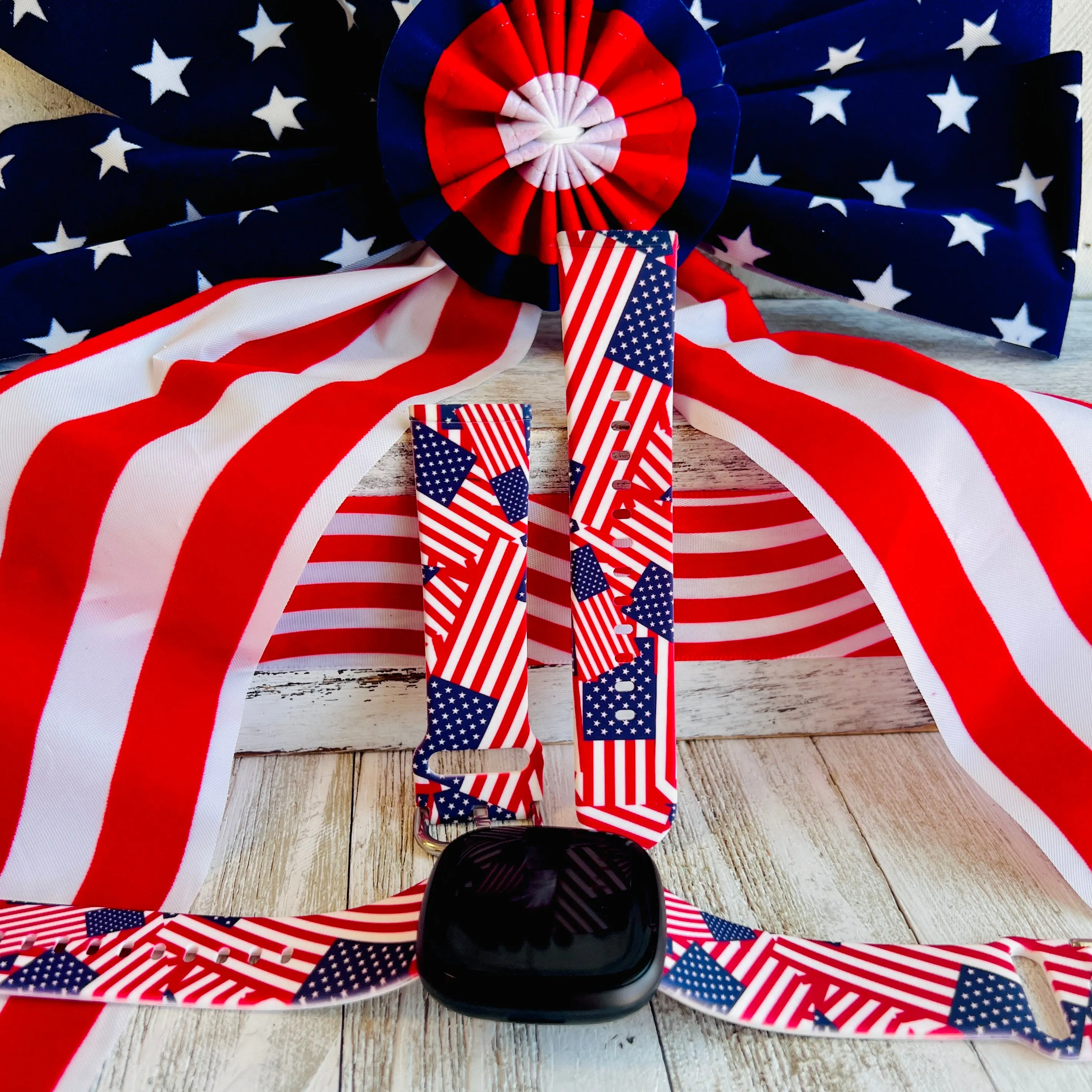 American Flag Print Silicone Band For Fitbit Versa 3/4/Sense