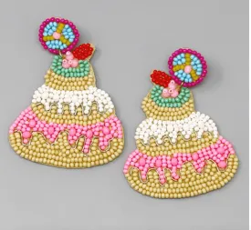 Beaded Birthday Cake Earrings