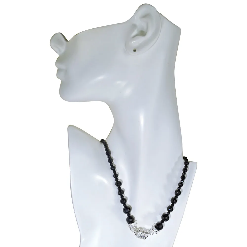 Belle Of The Ball Beaded Magnetic Interchangeable Necklace (Sterling Silvertone/Jet)