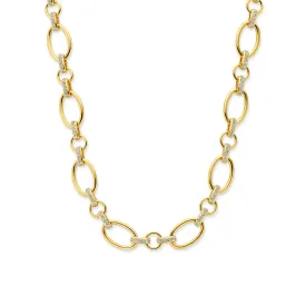 Bibbiena Poppi Clara 925 sterling silver gold plated link necklace with zirconia stones