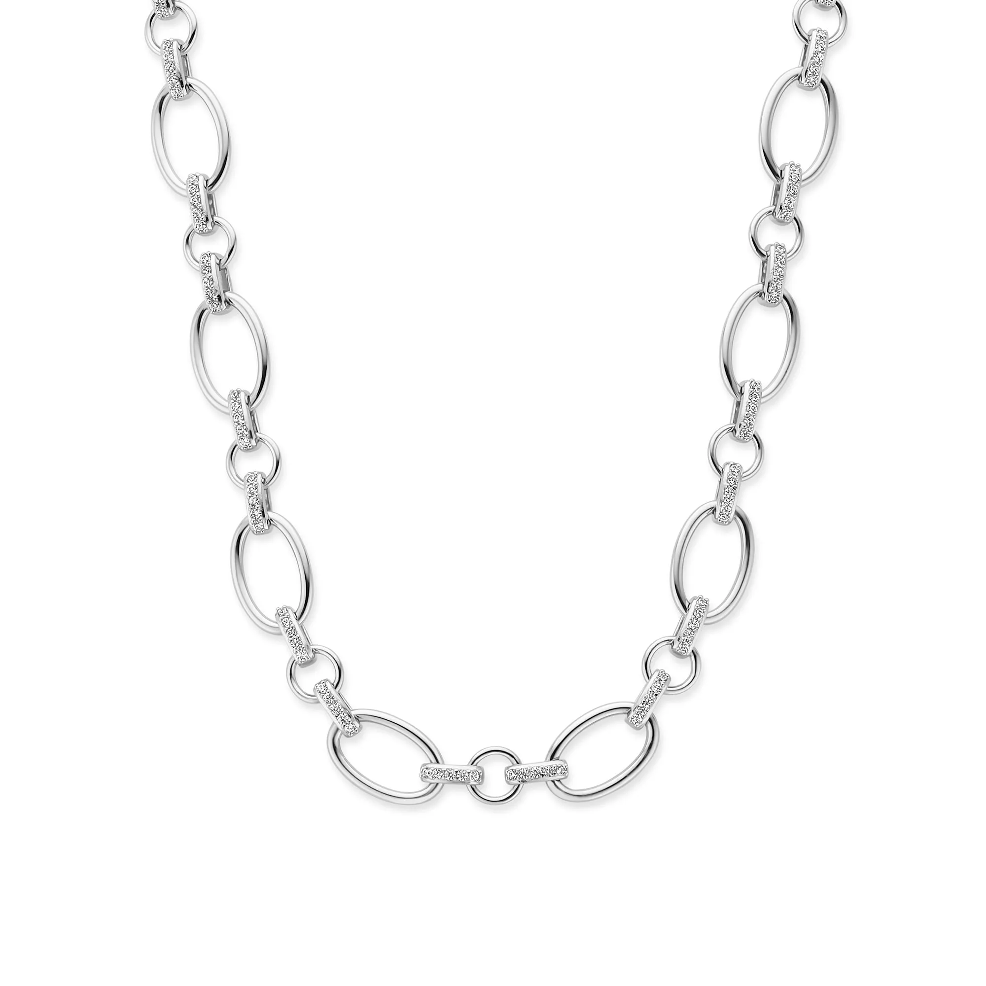 Bibbiena Poppi Clara te 925 sterling silver link necklace with zirconia stones