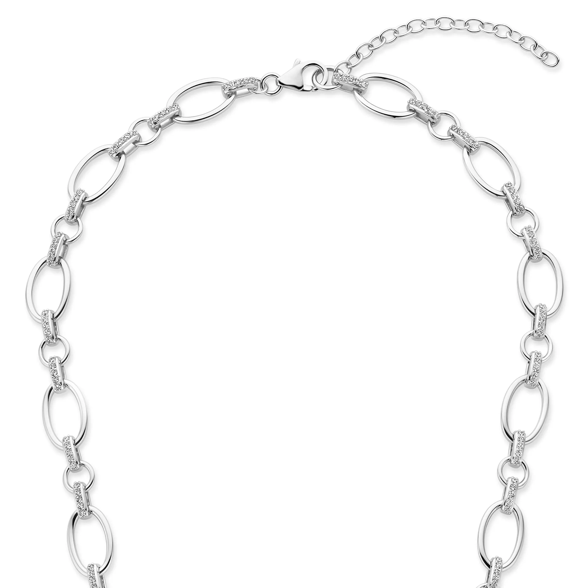 Bibbiena Poppi Clara te 925 sterling silver link necklace with zirconia stones