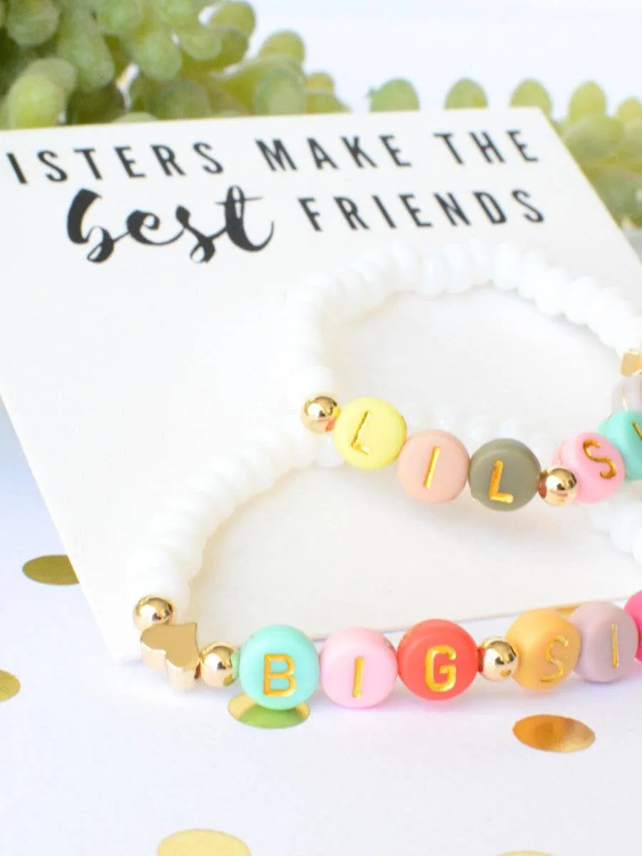 Big Sis Lil Sis Best Friends Bracelets - Pearl / Multi Colored