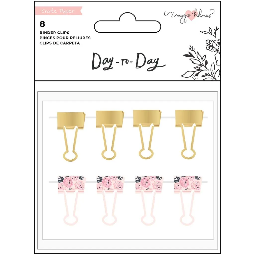 Binder Clips Printed and Gold Plated, 8pc