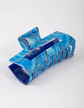 Blue Acrylic Marble Hair Claw Clip