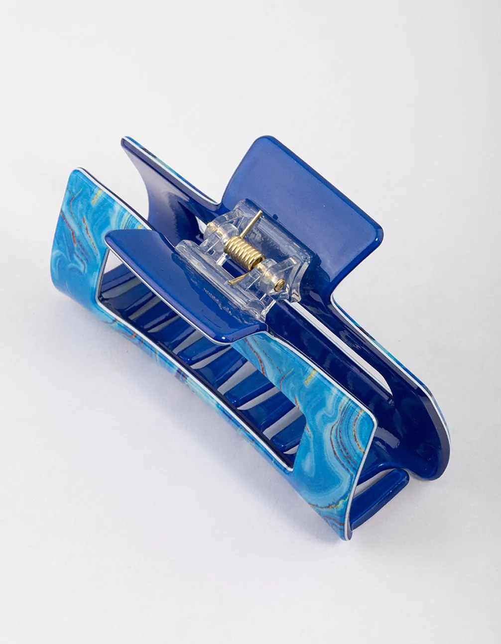 Blue Acrylic Marble Hair Claw Clip