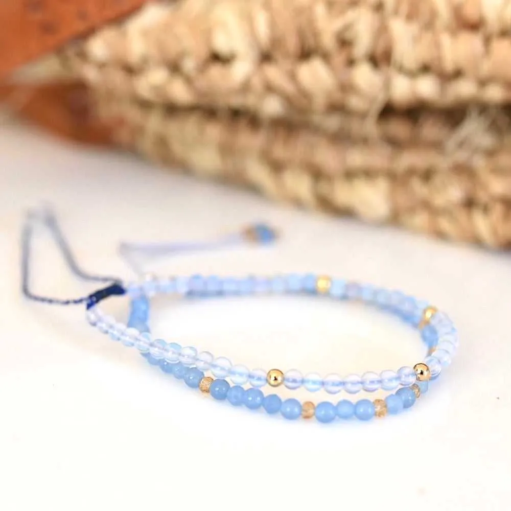 Blue Aquamarine Adjustable Gemstone Bracelet