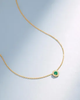 Bold Emerald Mini Round Pave Pendant