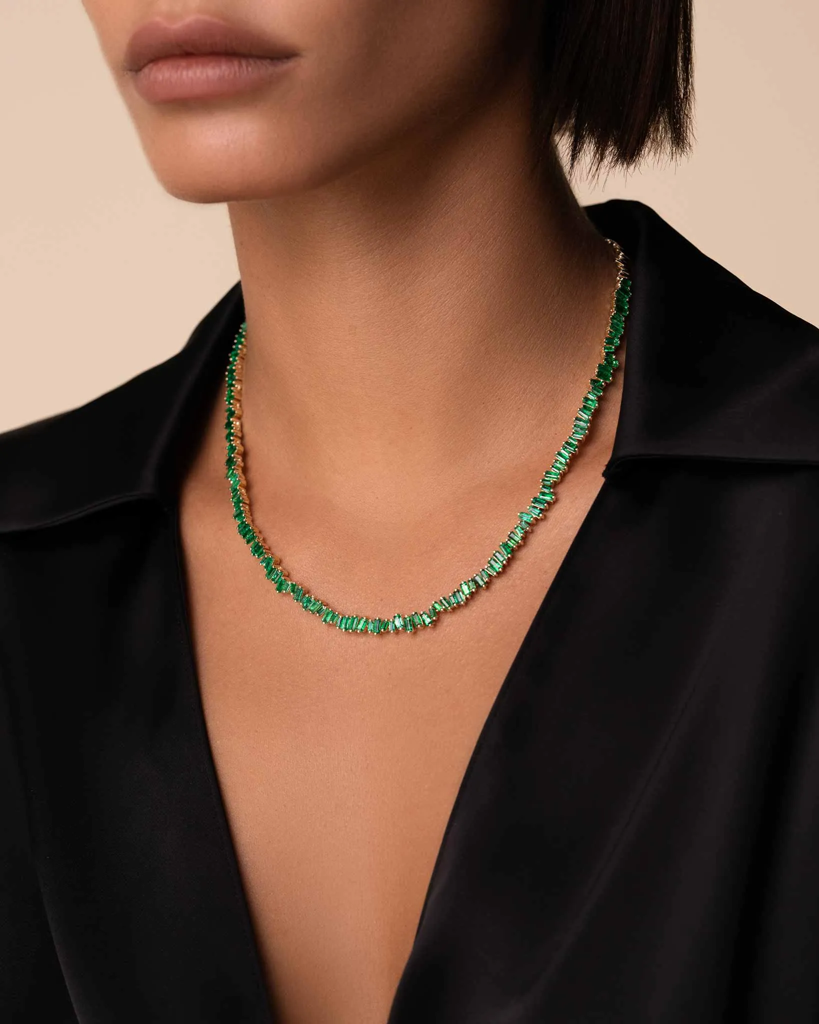 Bold Emerald Tennis Necklace