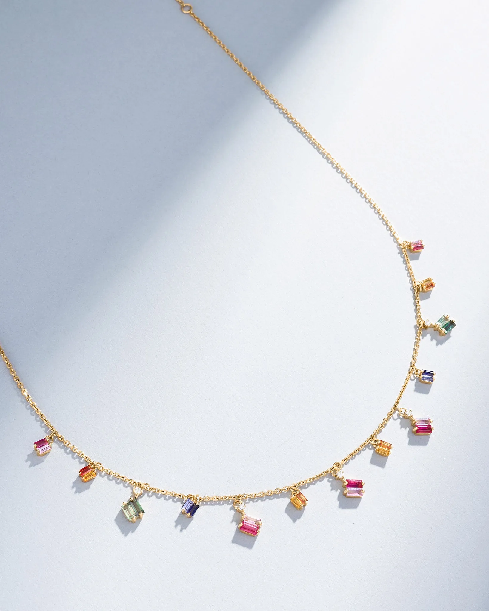 Bold Rainbow Sapphire Cascade Necklace