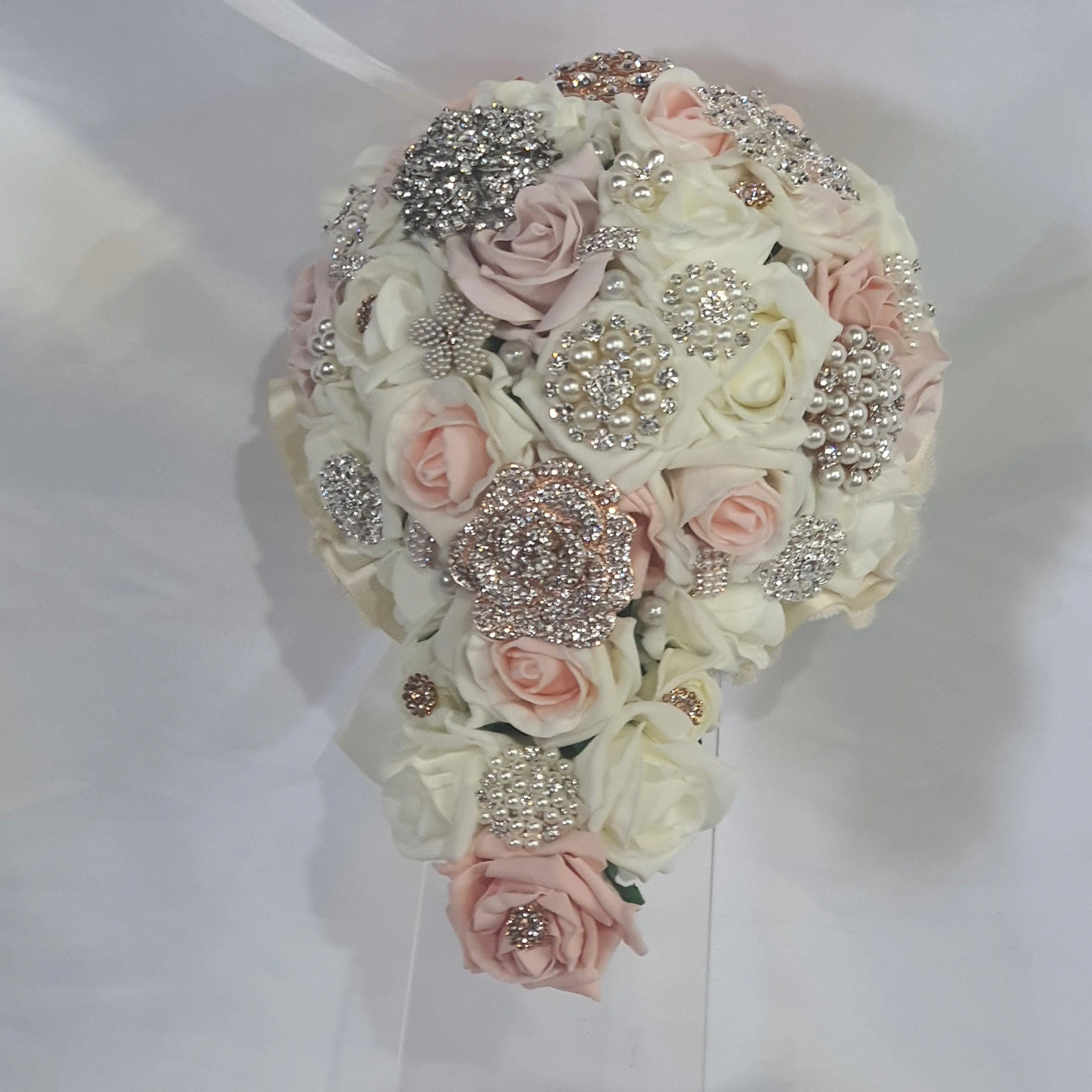 BROOCH BOUQUET Blush & Pearl wedding bouquet by Crystal wedding uk