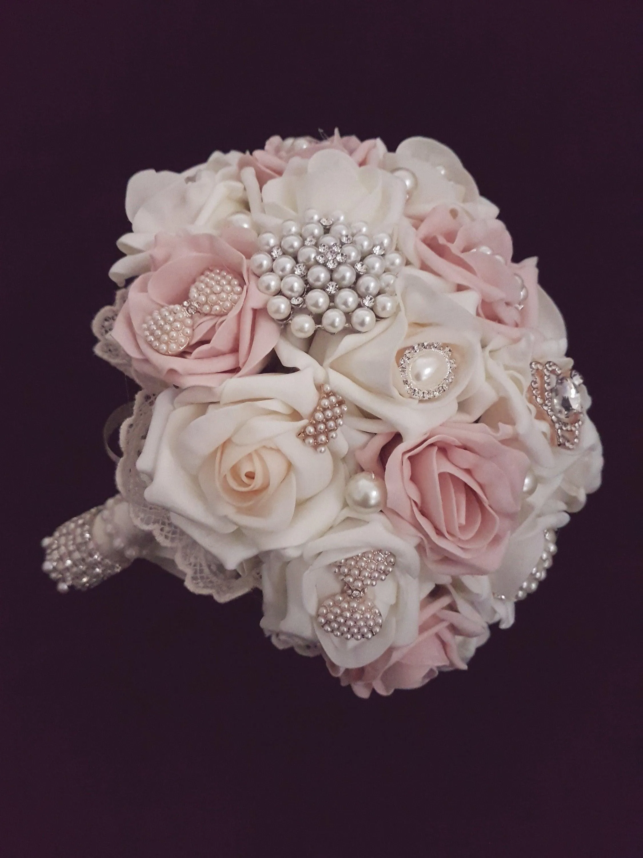 BROOCH BOUQUET Blush & Pearl wedding bouquet by Crystal wedding uk