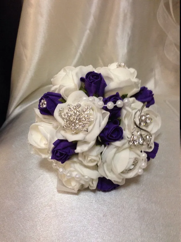 brooch bouquet  with artifical foam roses