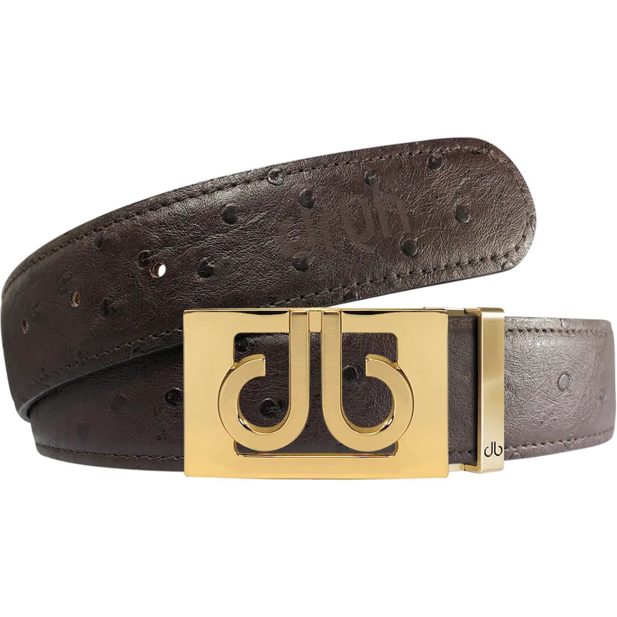 Brown Ostrich Textured Leather Strap with Buckle