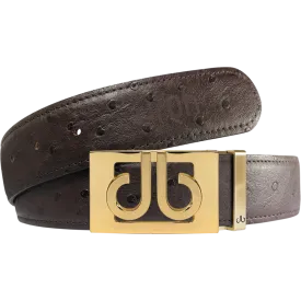 Brown Ostrich Textured Leather Strap with Buckle