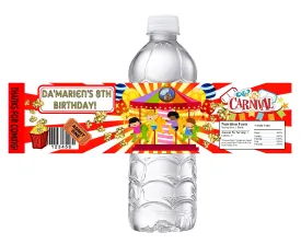 Carnival Fair Carousel Party Favors Birthday Water Bottle Labels Wrappers Supplies Personalized Unique ideas decor