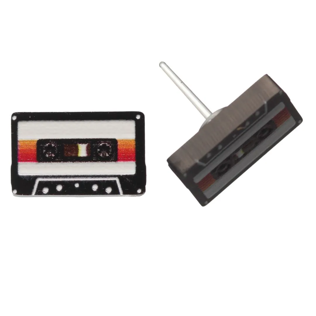 Cassette Tape Studs Hypoallergenic Earrings for Sensitive Ears Made with Plastic Posts