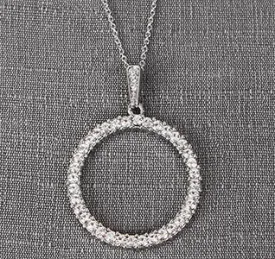 Crystal Circle Pendant Wedding Necklace