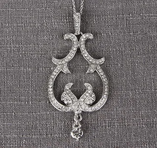 Crystal Scroll Pendant Wedding Necklace