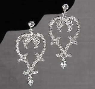 Crystal Scroll Wedding Earrings