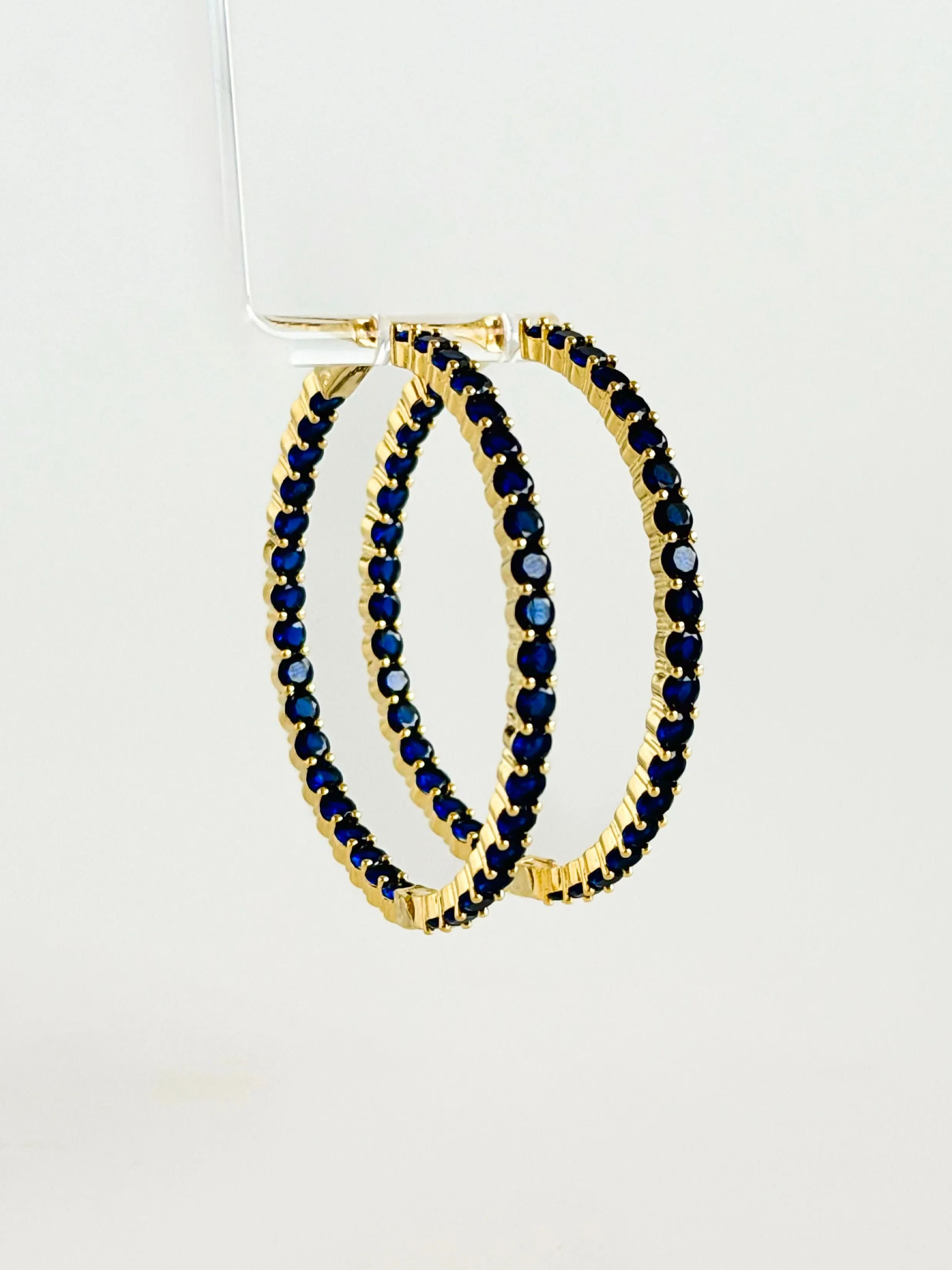 CZ Double Vision Big Hoops Earrings - Navy