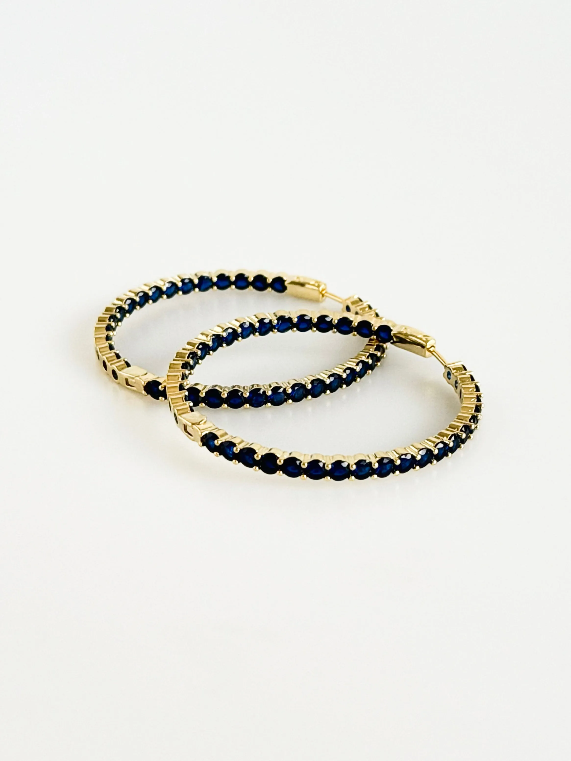 CZ Double Vision Big Hoops Earrings - Navy