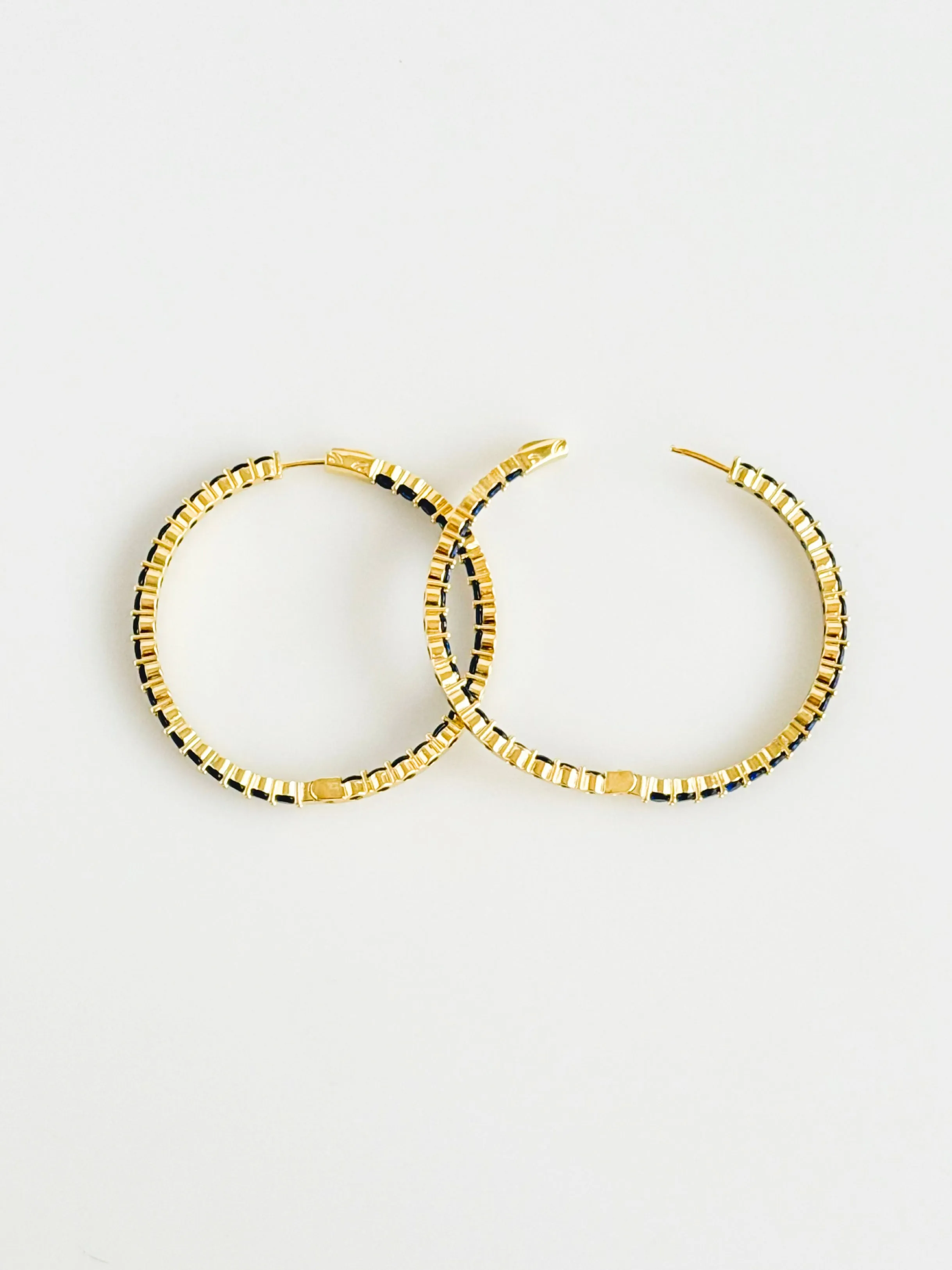 CZ Double Vision Big Hoops Earrings - Navy