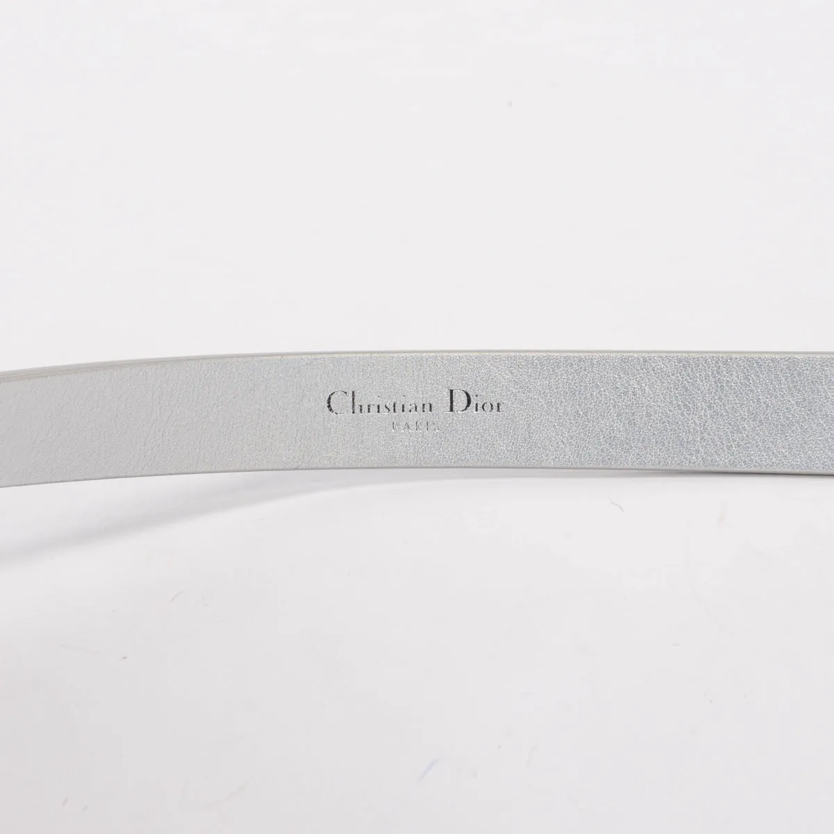 Dior Iridescent Silver Calfskin Saddle Belt