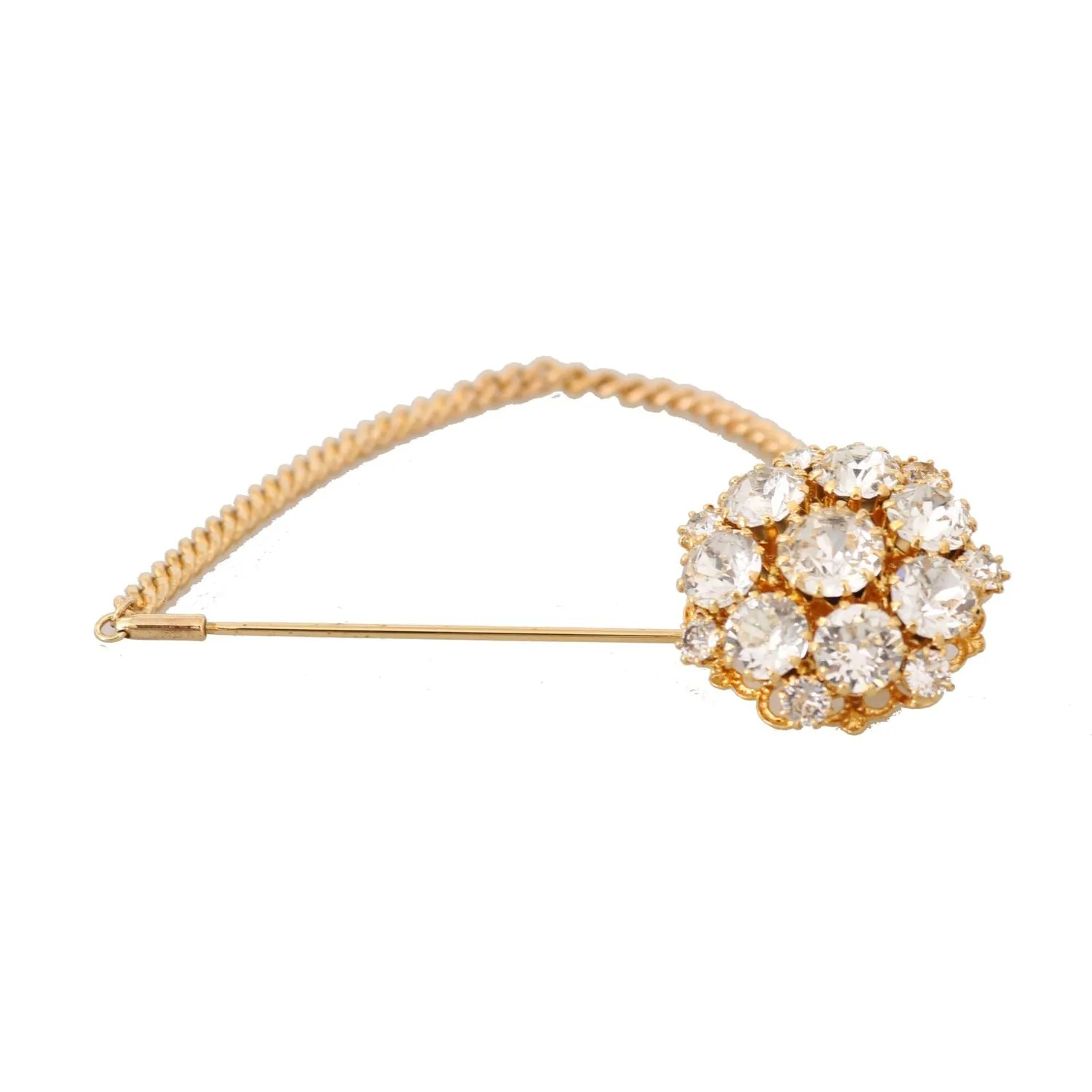 Dolce & Gabbana Exquisite Crystal-Embellished Gold Brooch