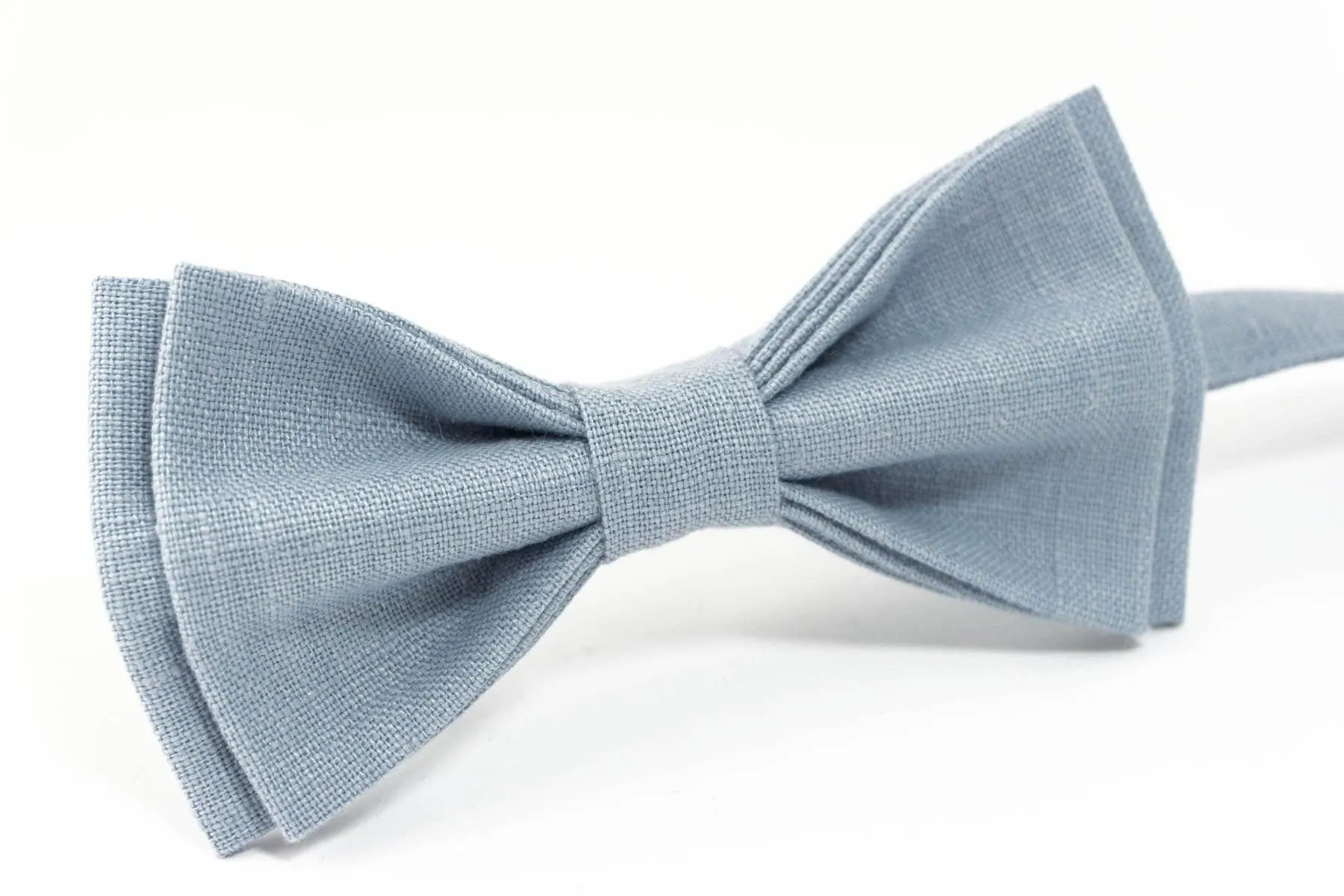 Dusty Blue Groomsmen Bow Tie | Linen Bow Tie for Weddings and Formal Occasions