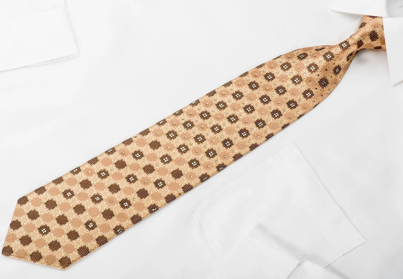 Elle Homme Rhinestone Necktie Golden Cartoche Checker With Gold Sparkles