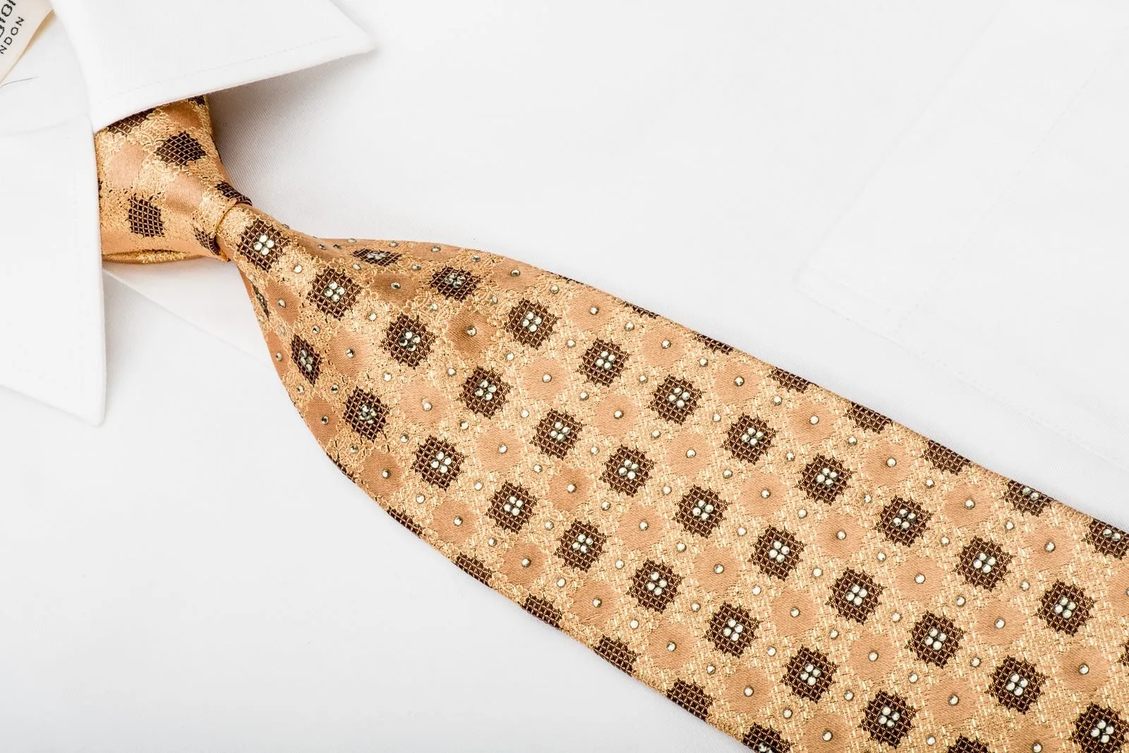 Elle Homme Rhinestone Necktie Golden Cartoche Checker With Gold Sparkles