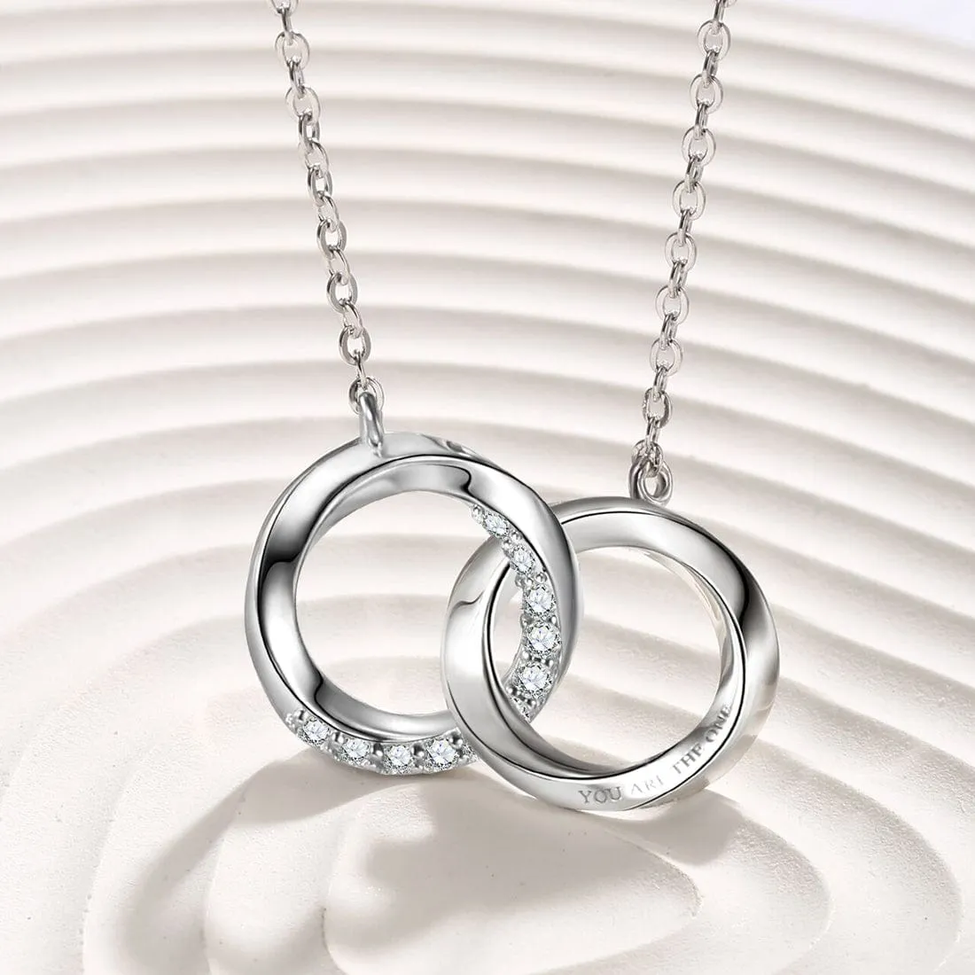 FANCIME "Together" Interlocking Ring Sterling Silver Necklace