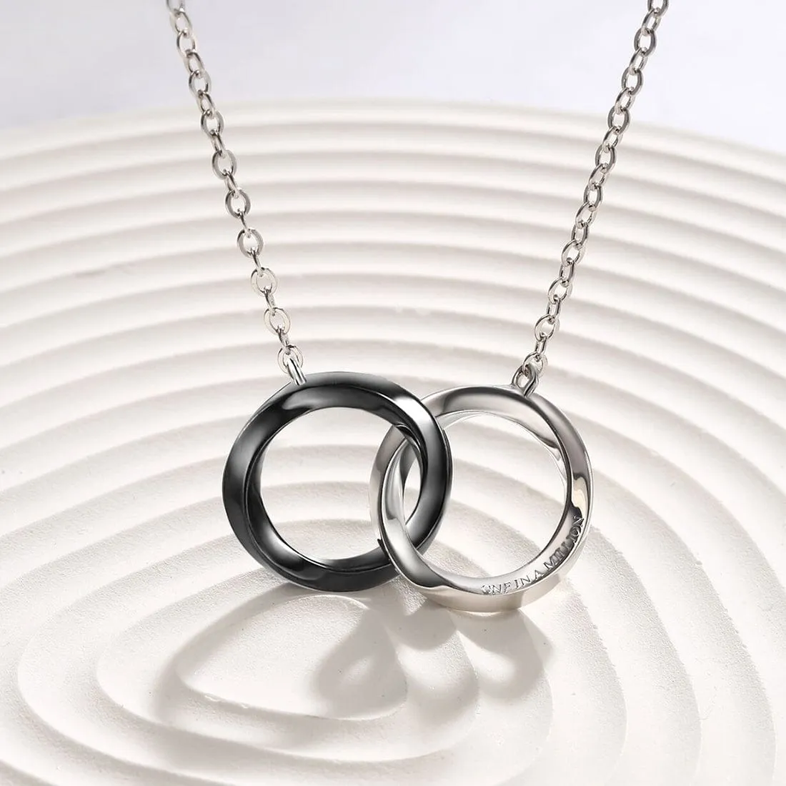 FANCIME "Together" Interlocking Ring Sterling Silver Necklace