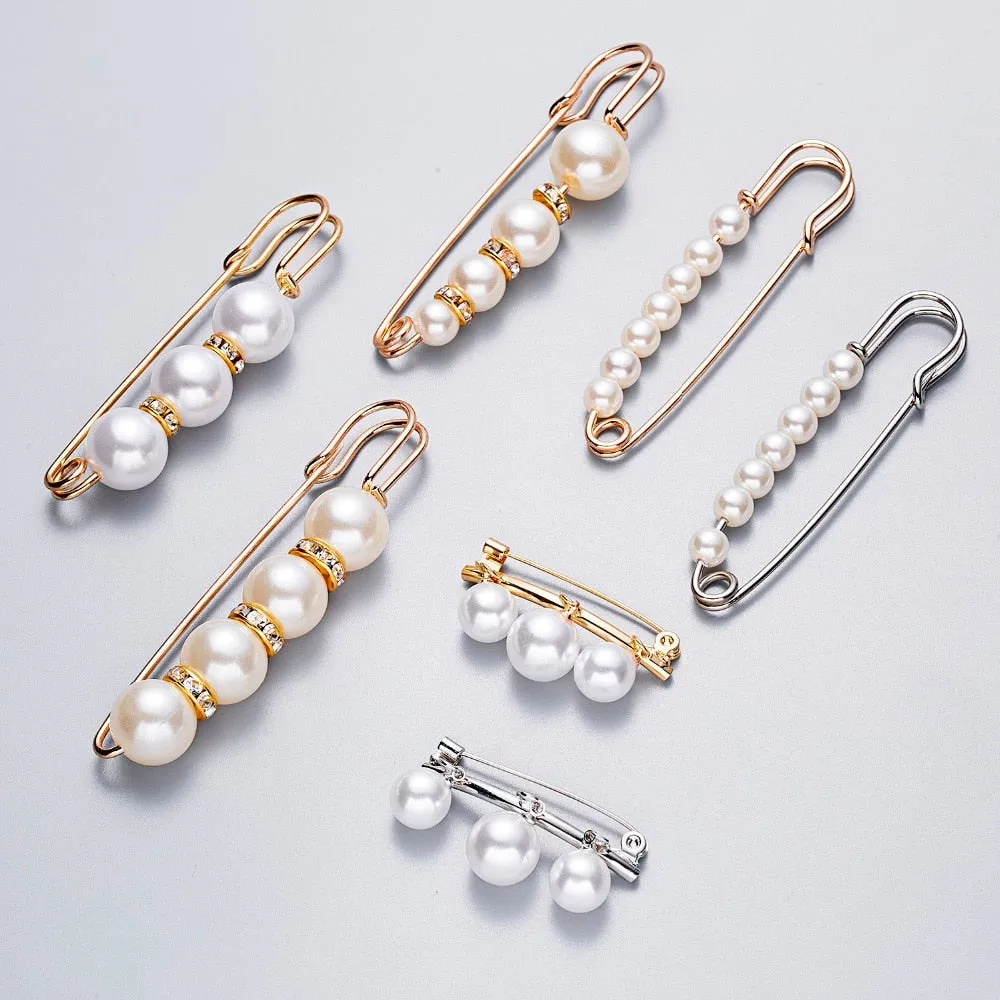 Fixed Straps Anti Slip Pin Jewelry Simple Enamel Big Pearl Brooch Women Charm Accessories Cardigan Anti Wearing Pins Enamel Pin