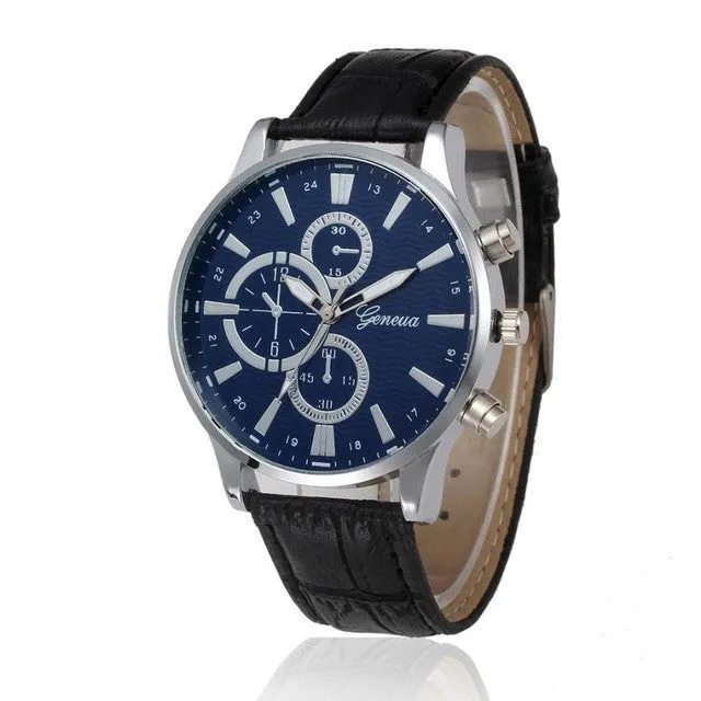 Geneva Quartz Leather Wristwatches For Men