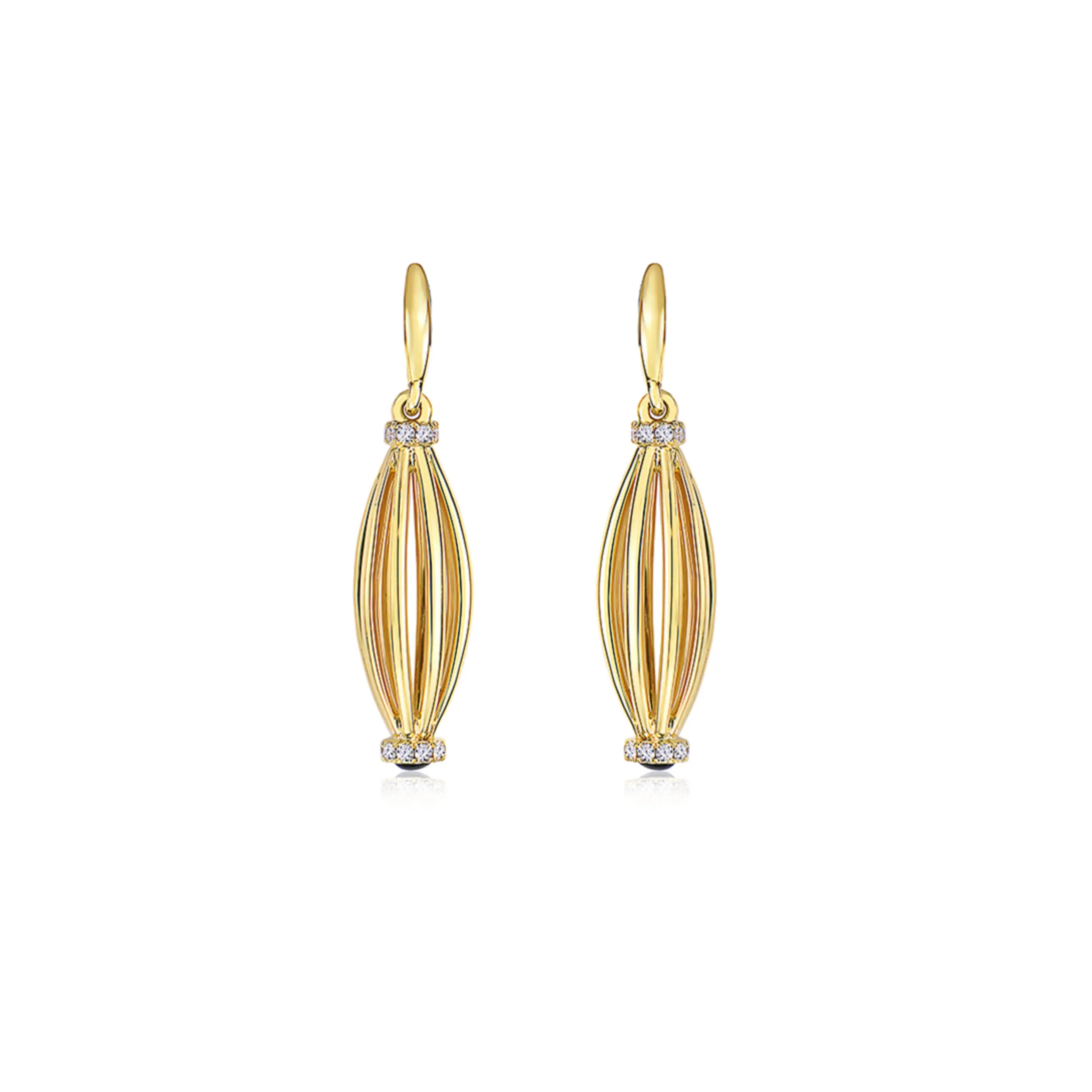 Gold Birdcage Drop Earring