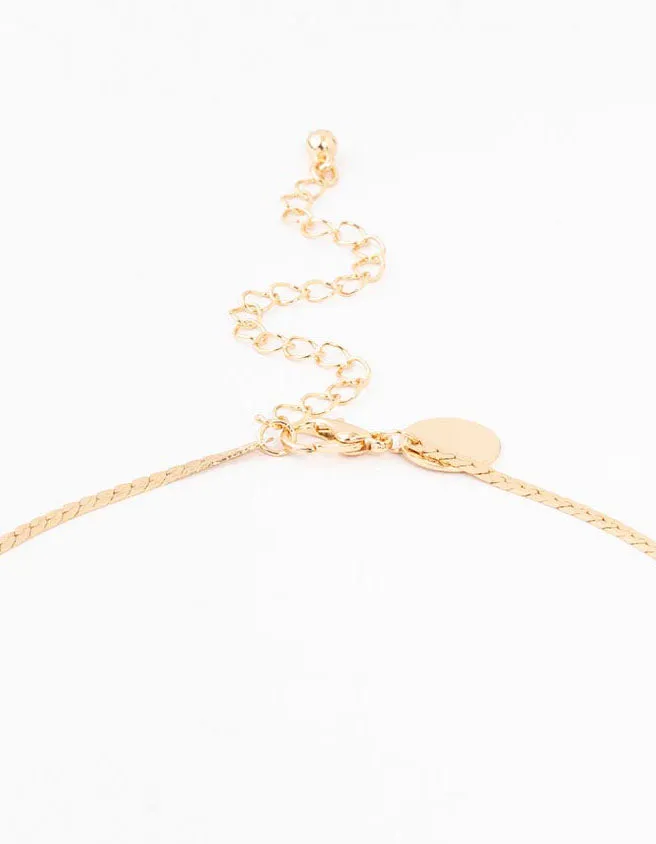 Gold Lazer Cut Leaf Y-Necklace