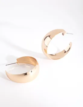 Gold Simple Wide Hoop Earrings