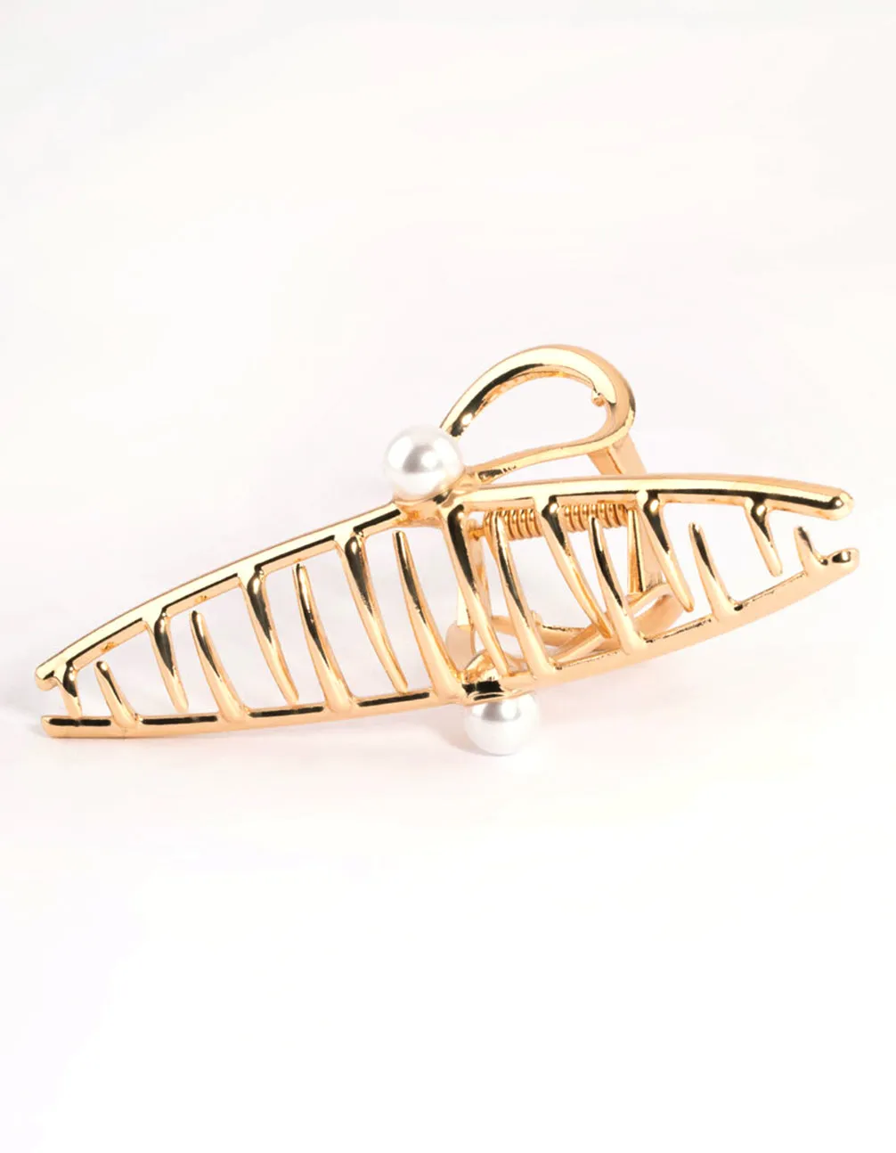 Gold Single Pearl Dainty Claw Clip