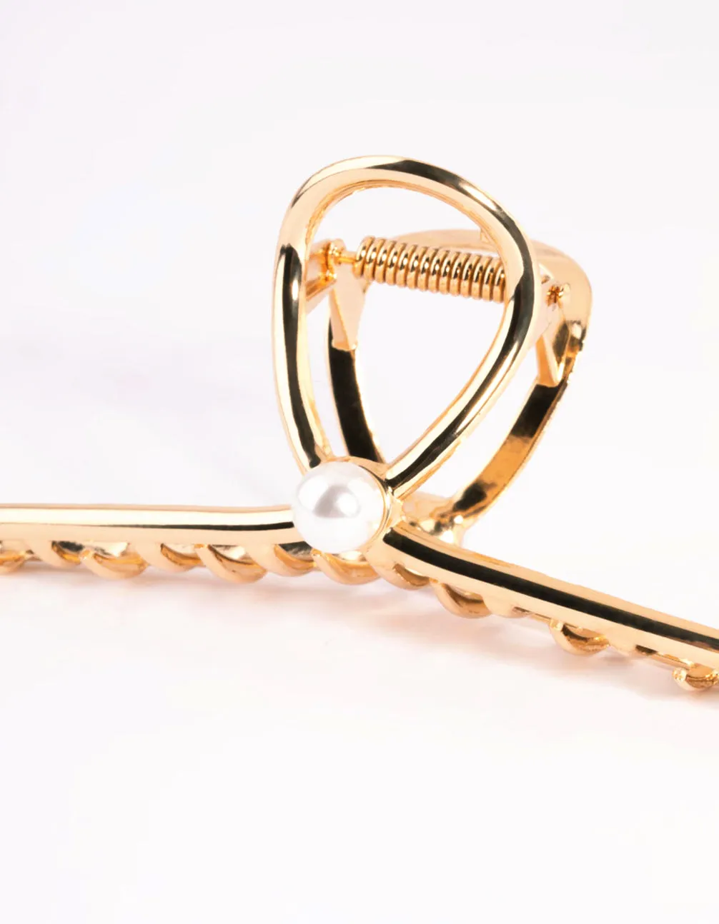 Gold Single Pearl Dainty Claw Clip