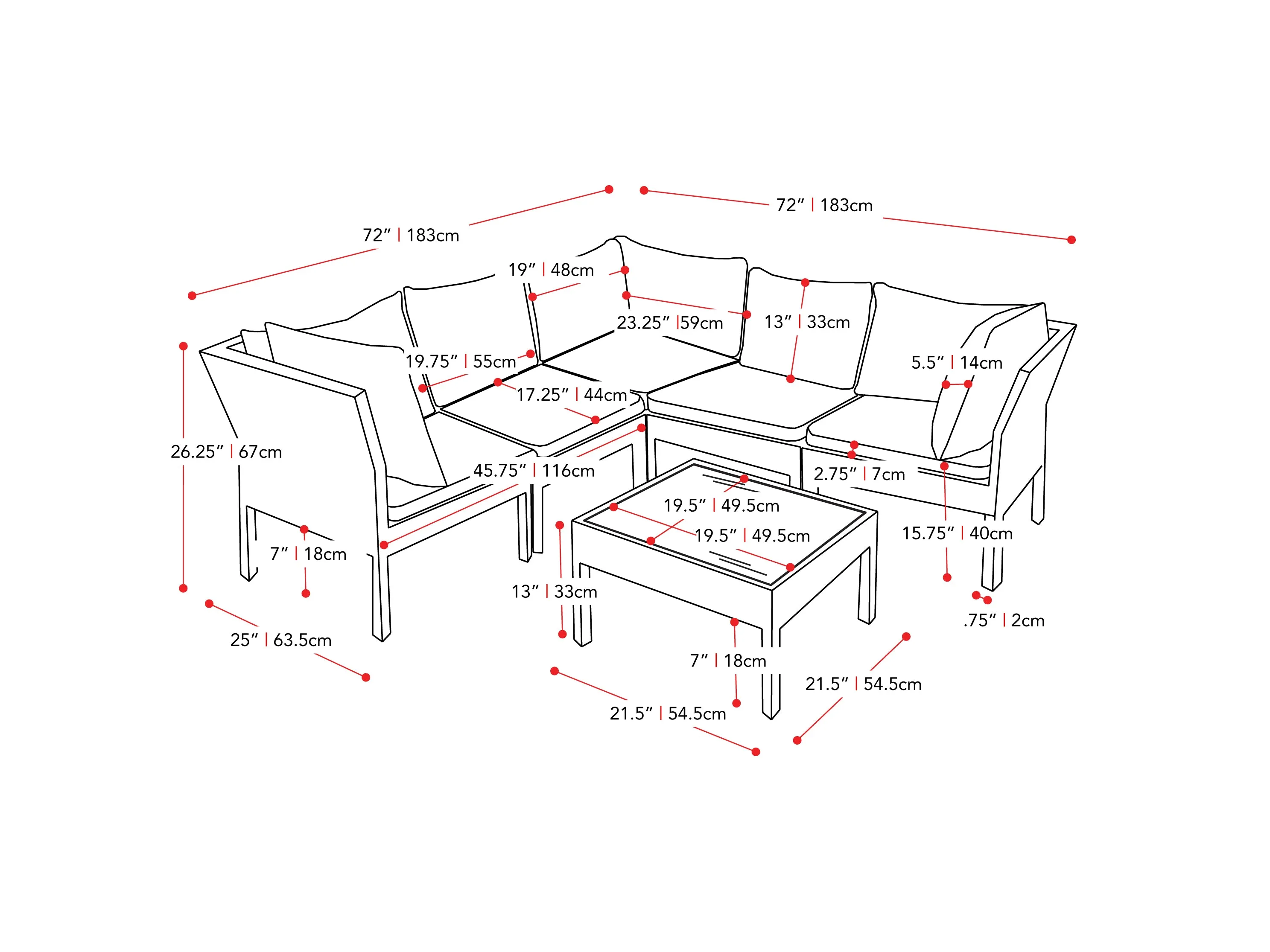 Grey and Blue 6pc Patio Sectional Set