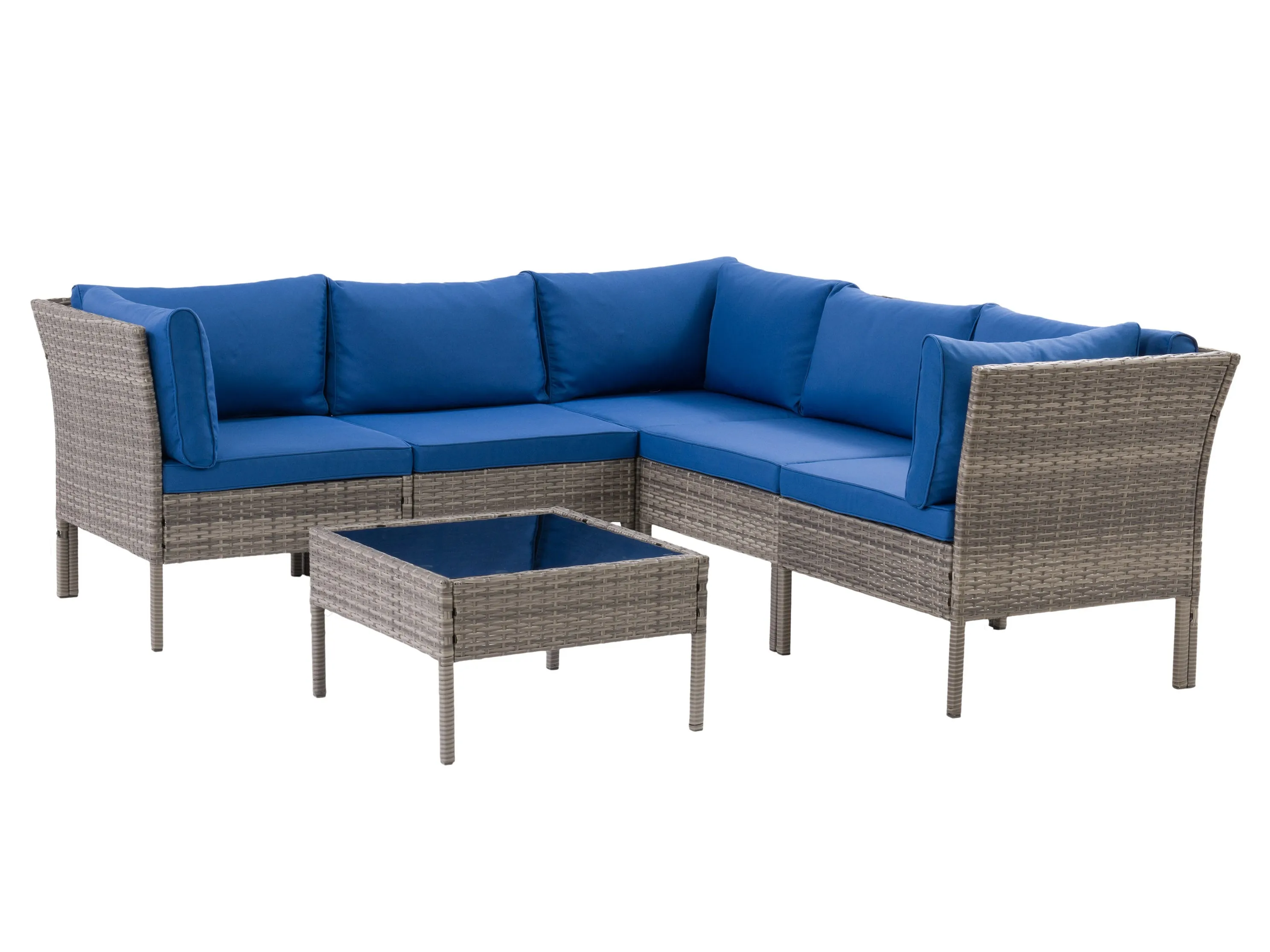 Grey and Blue 6pc Patio Sectional Set